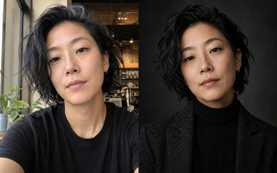 Cafe snap to creative director before and after comparison